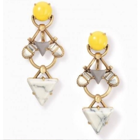Stella & Dot | Sunshine Yellow+Gray🌞🐺⛅️Pavilion Chandelier Earrings [3in… - Picture 2 of 8